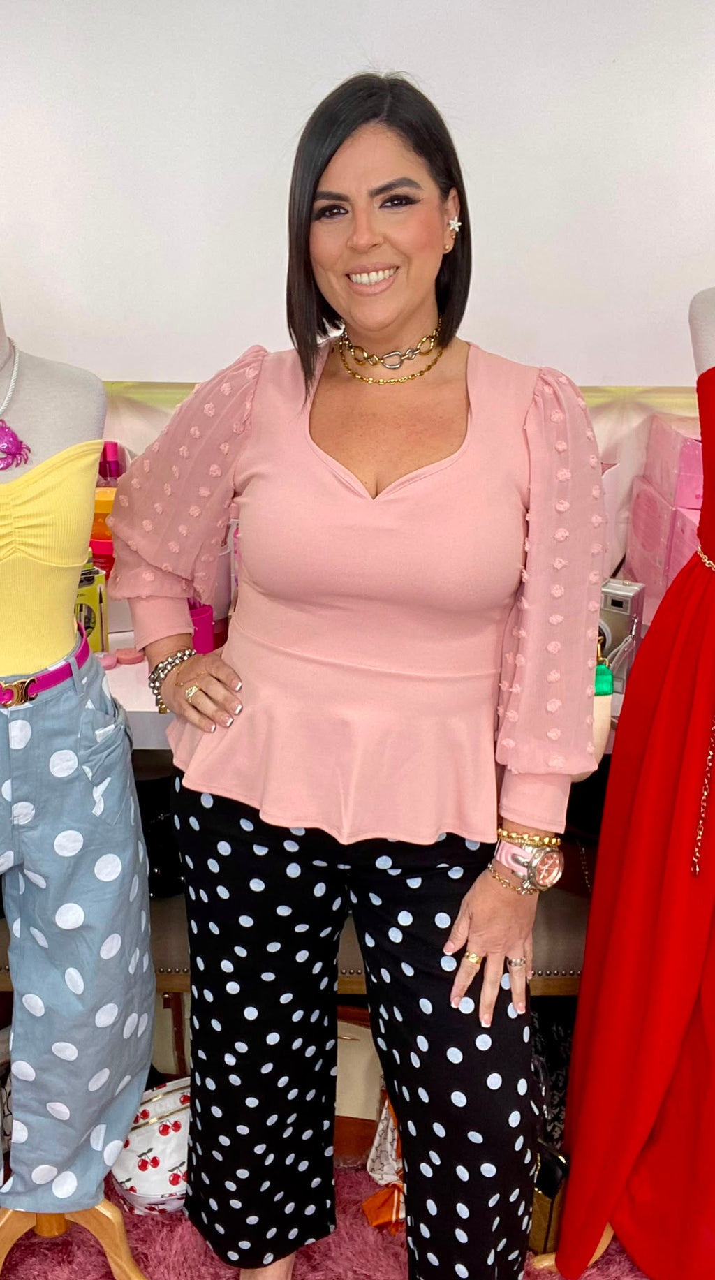 Peplum Rose Dots